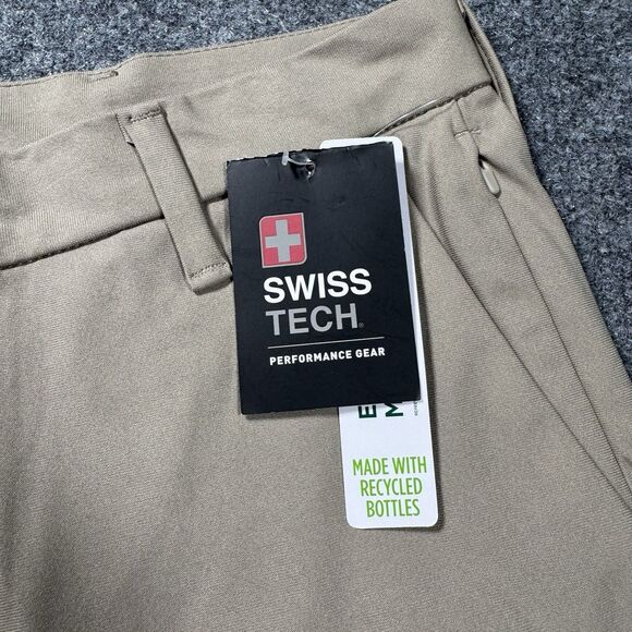 NEW Swiss Tech Performance Stretch Flat Front Stone Wash Shorts Men's Size 30 - Picture 2 of 8